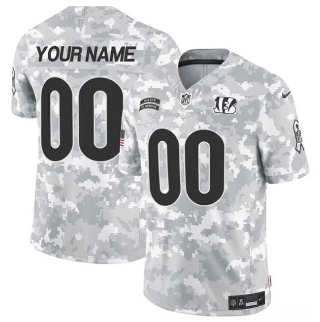 Mens Cincinnati Bengals Active Player Custom 2024 F.U.S.E Arctic Camo Salute To Service Limited Stitched Football Jersey->customized nfl jersey->Custom Jersey